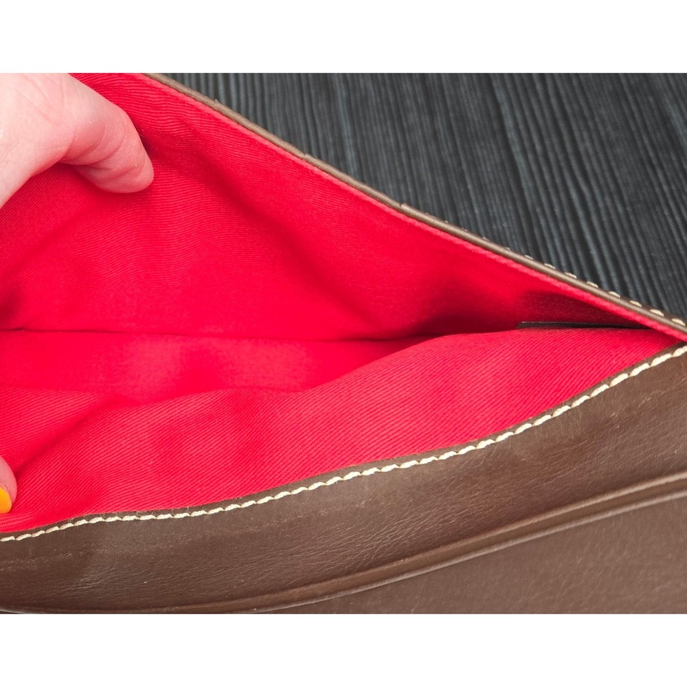 Dooney Bourke Brown Leather Slim Bifold Long Wallet Clutch Organizer - Picture 8 of 11